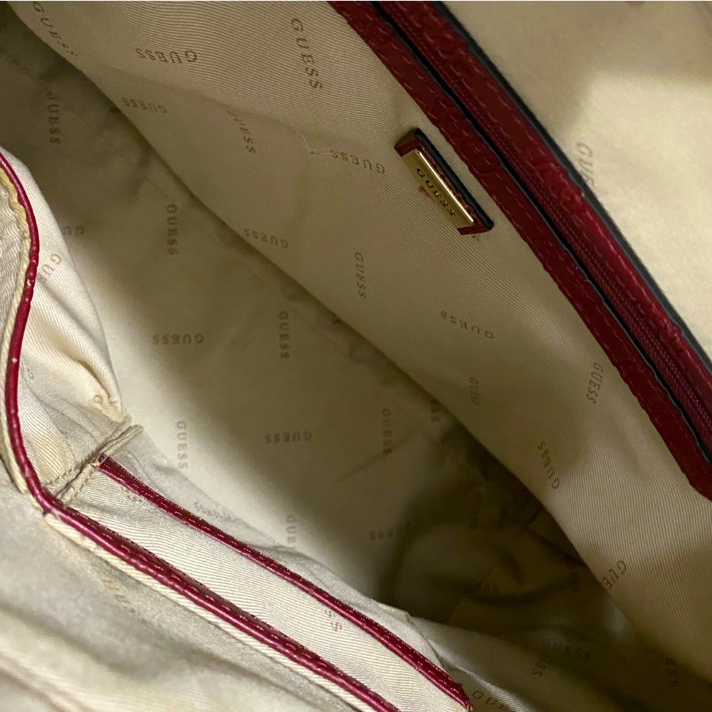 GUESS Kamryn Peony Debossed Logo Tote Bag Red - Picture 6 of 7